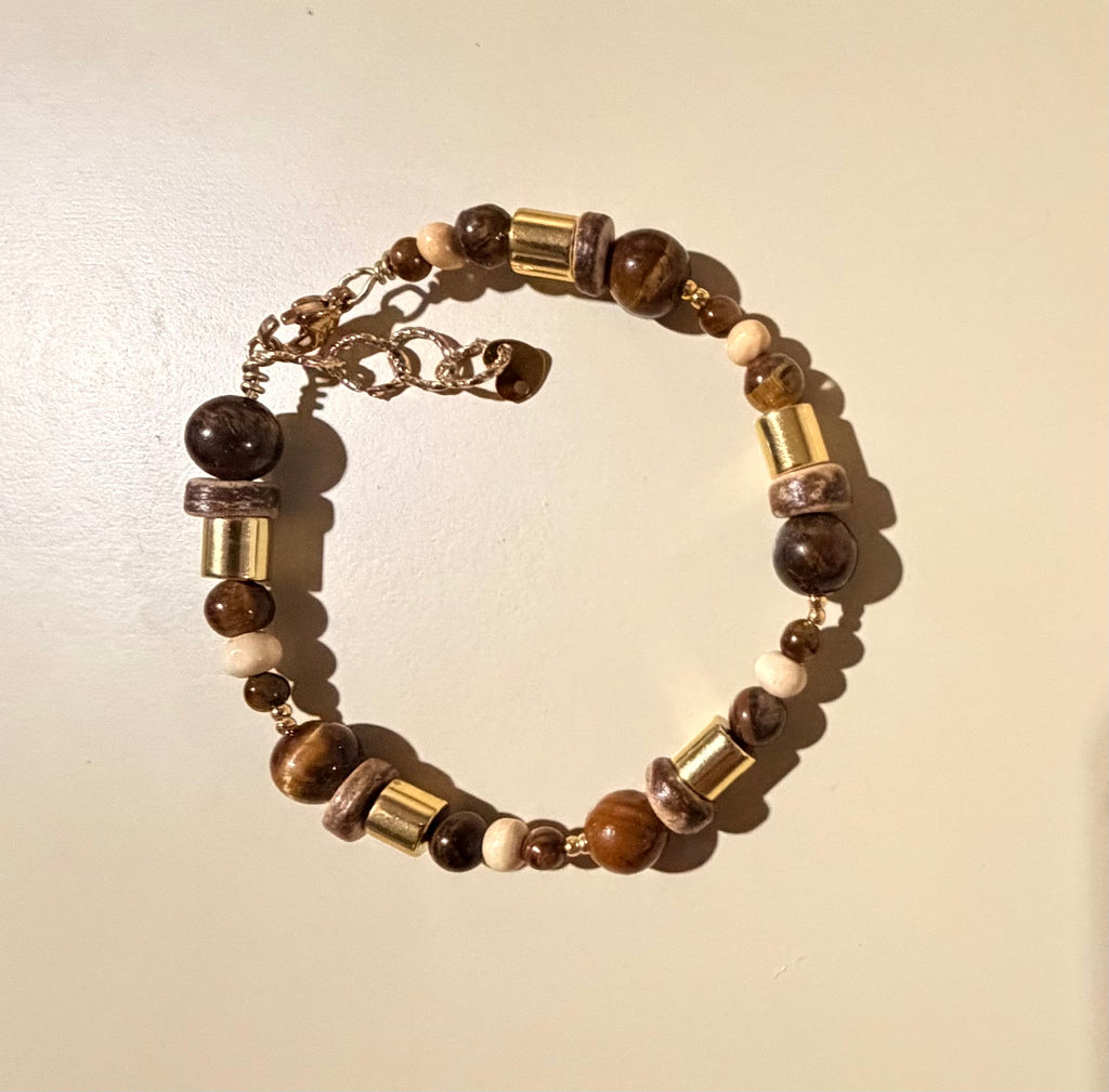 Gold Plated Tiger’s Eye & Hematite Adjustable Bracelet