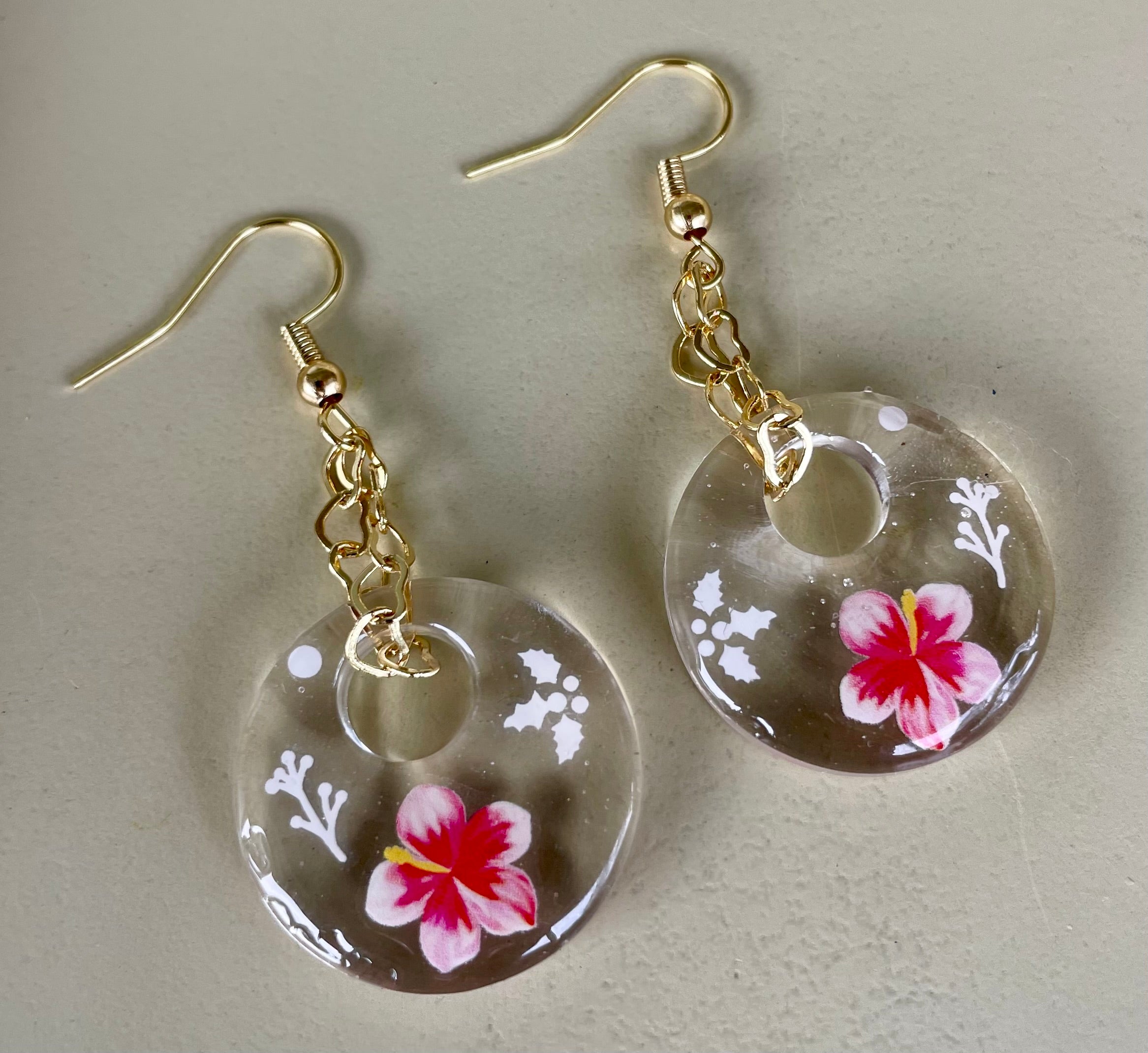 18K Gold Plated PVD Red Hibiscus Flower Set- Sublime Designs by Suzie