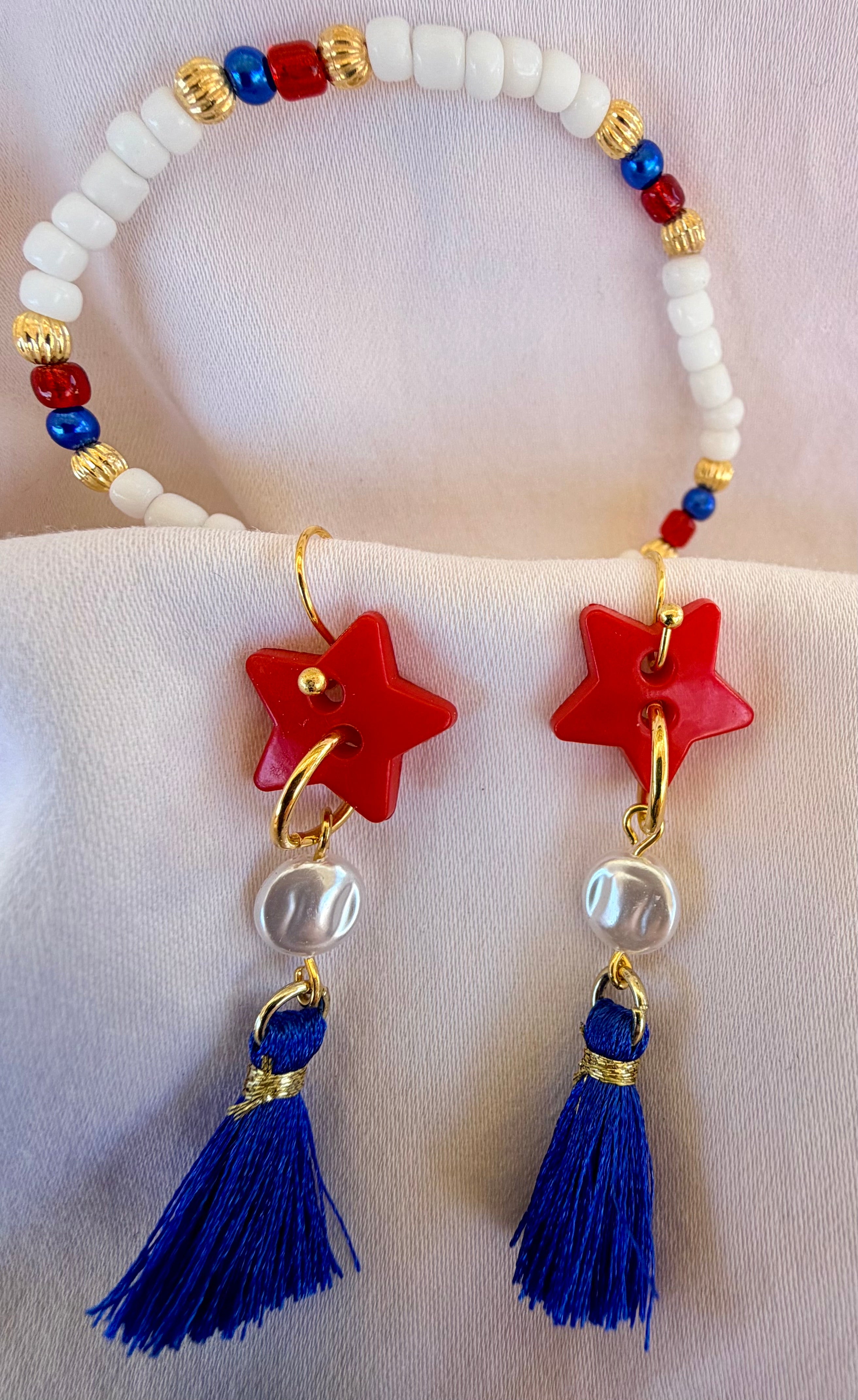 4th of July Independence Day Patriotic Red White Blue Beaded Jewelry Set by SublimeDesignsBySuzie in St Augustine