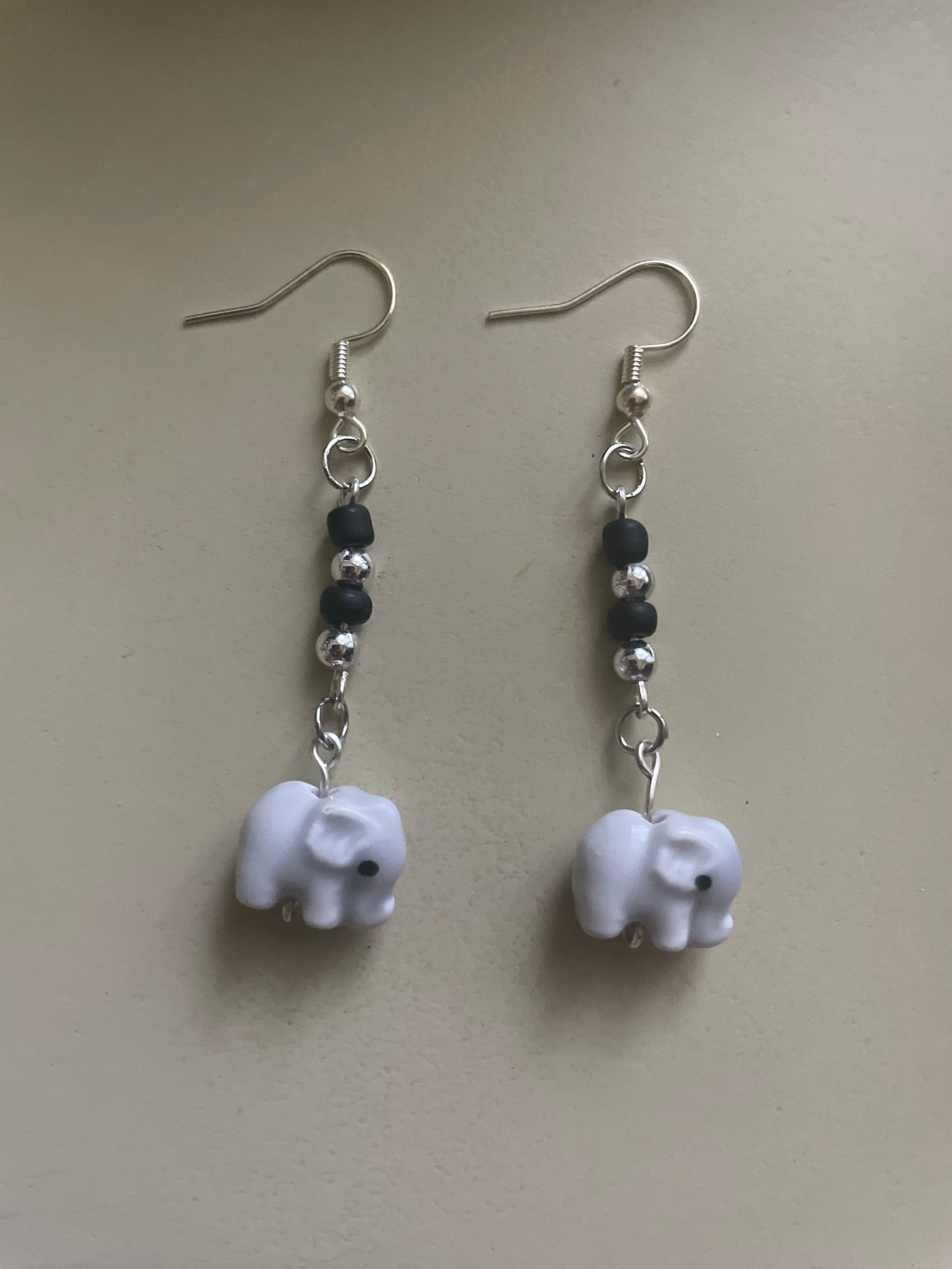Elephant Glass Dangle Earrings