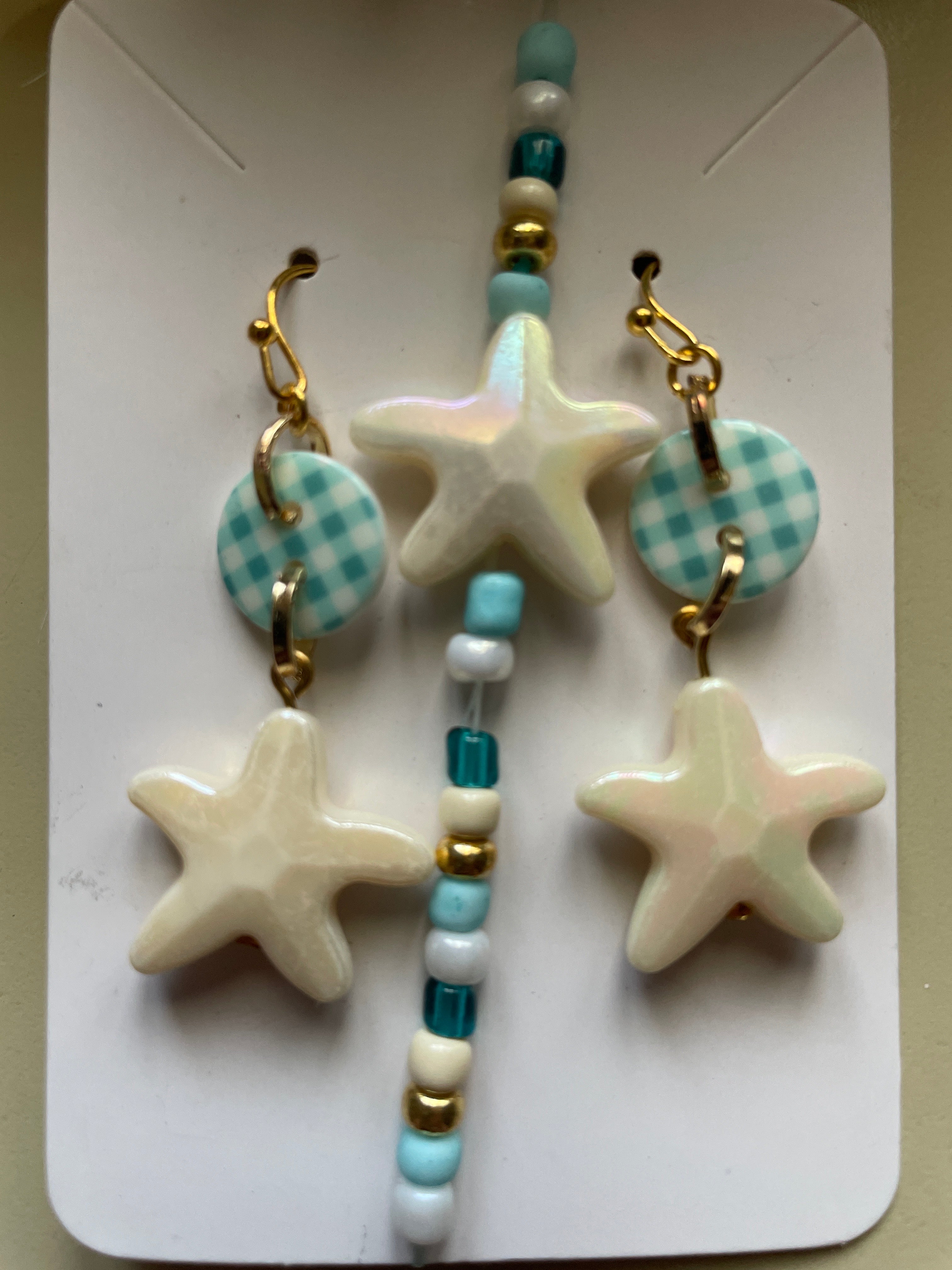 Starfish Plaid Dangle Set