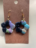 Pastel and Black Flower Earrings