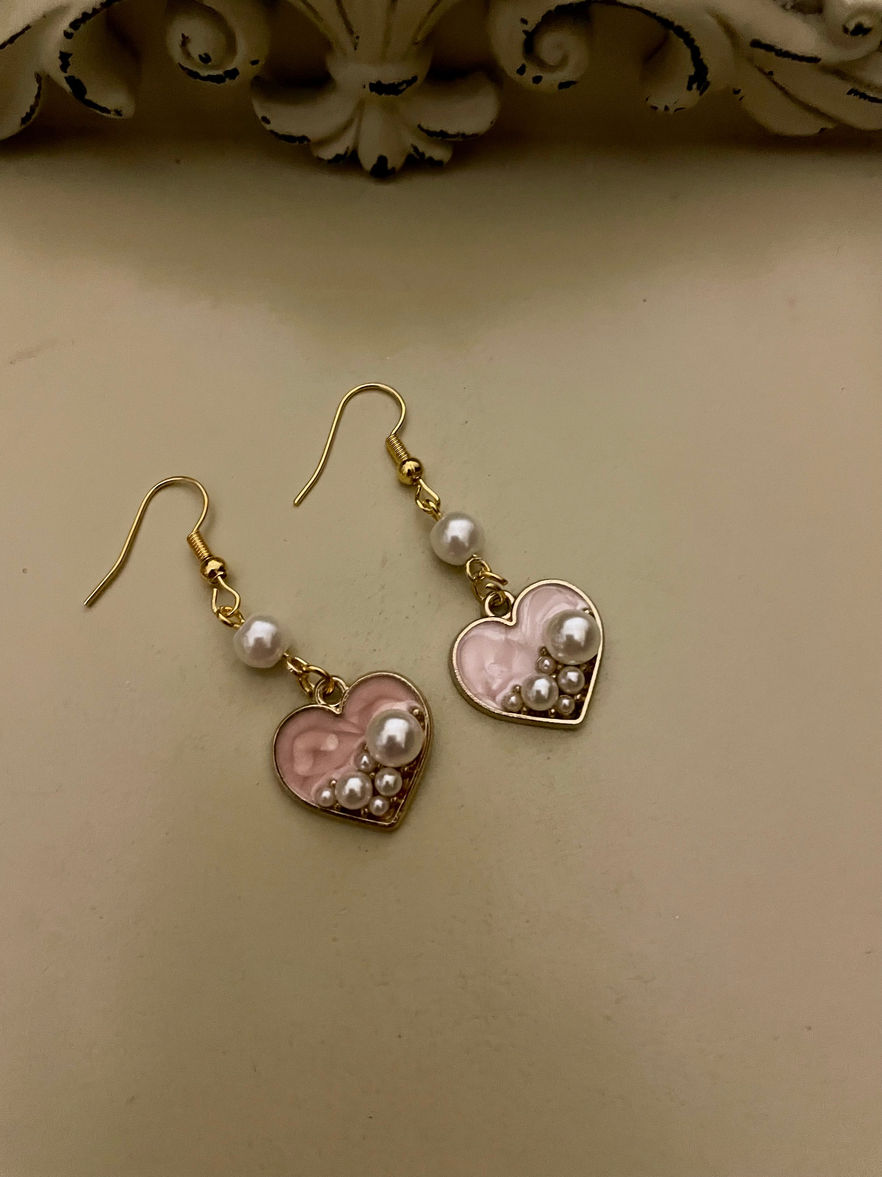 Blush Pink- Ocean Teal- Amethyst Pearl Heart Pura Vida Jewelry Sets