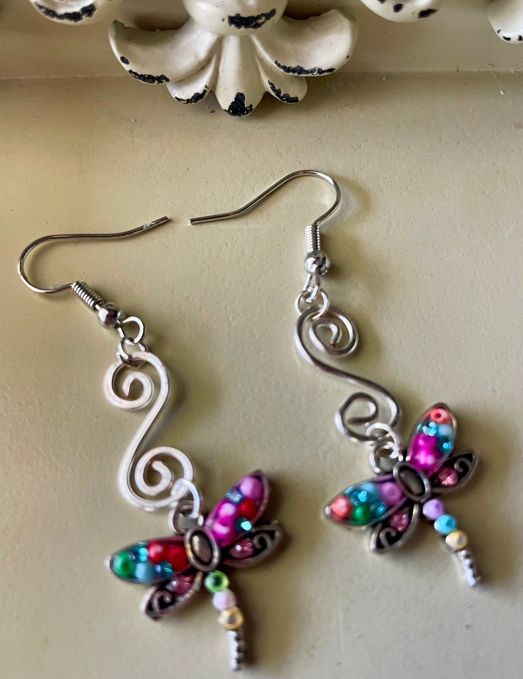 Stainless Beaded Dragonfly Jewelry Set