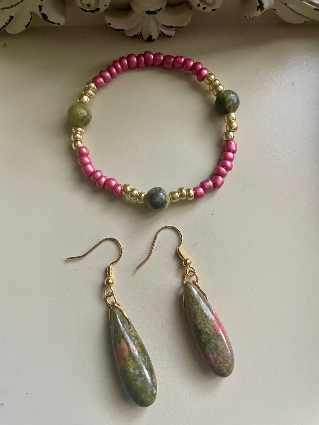 Unakite Stone Jewelry Set