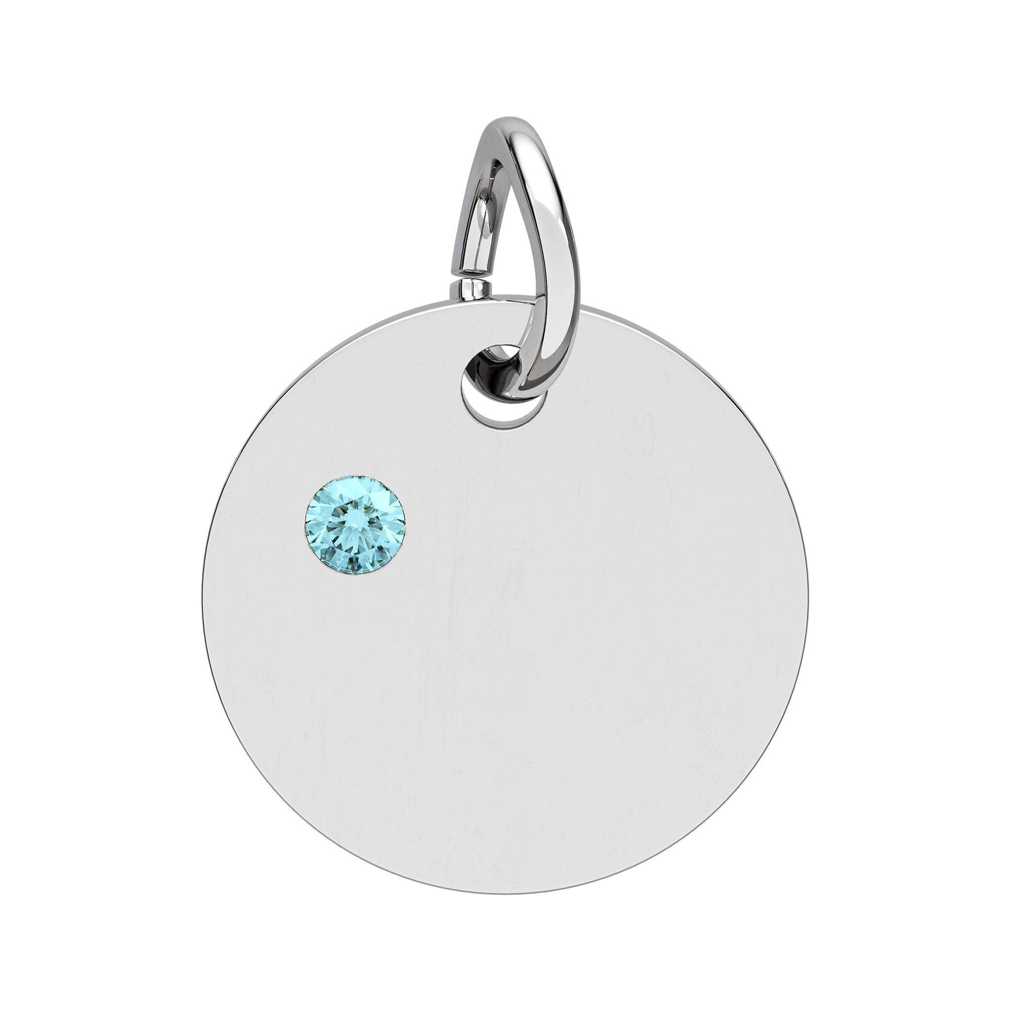 Engravable Birthstone Circle Charm — Personalized Initial & Birthstone Pendant