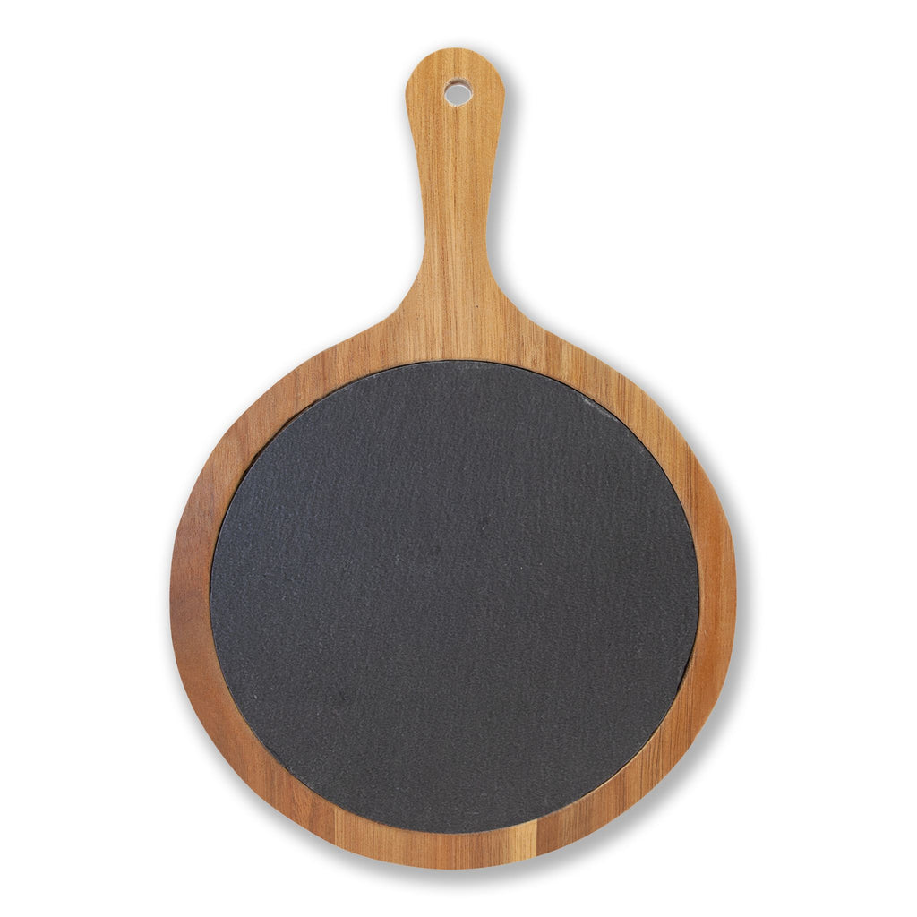 Engravable Acacia Charcuterie Board with Slate Insert & Cheese Tools- Personalized Charcuterie Boards