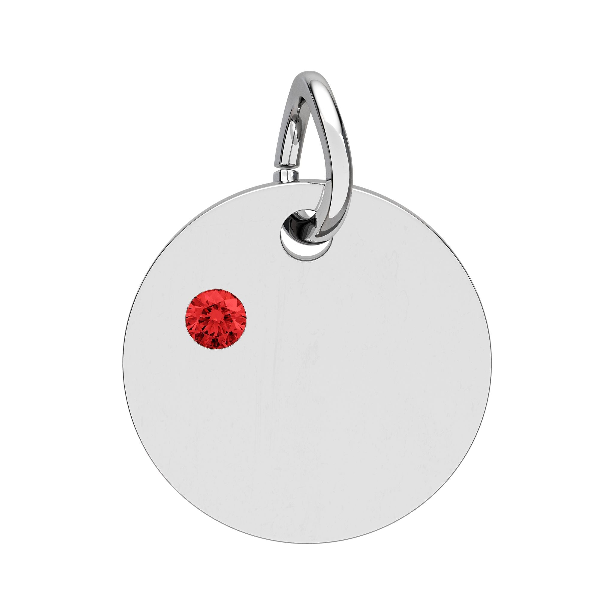 Engravable Birthstone Circle Charm — Personalized Initial & Birthstone Pendant
