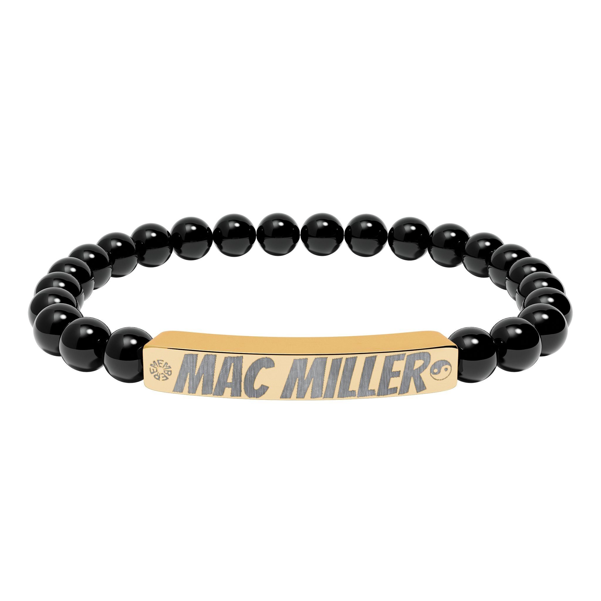 Mac Miller Inspired Engraved Natural Stone Bar Bracelet — Personalized Stretch Beaded Bracelet (e.g., "Mac Miller")- SublimeDesignsBySuzie
