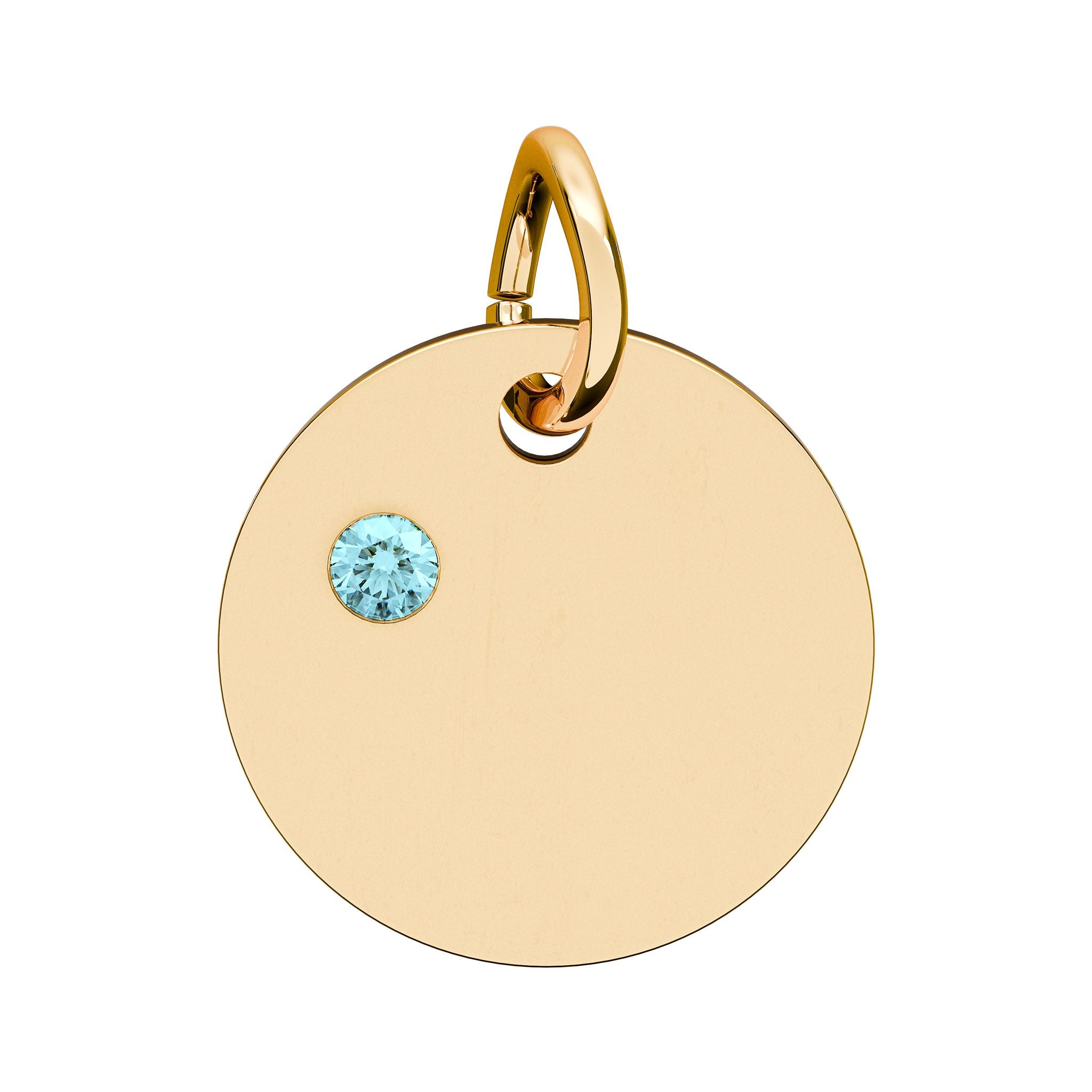Engravable Birthstone Circle Charm — Personalized Initial & Birthstone Pendant