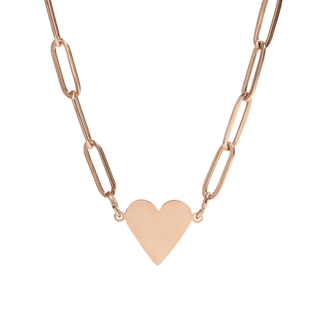 Paperclip Heart Necklace — Engravable Heart Pendant Chain (Gold or Rose Gold) or Silver by Suzie with Sublime Designs