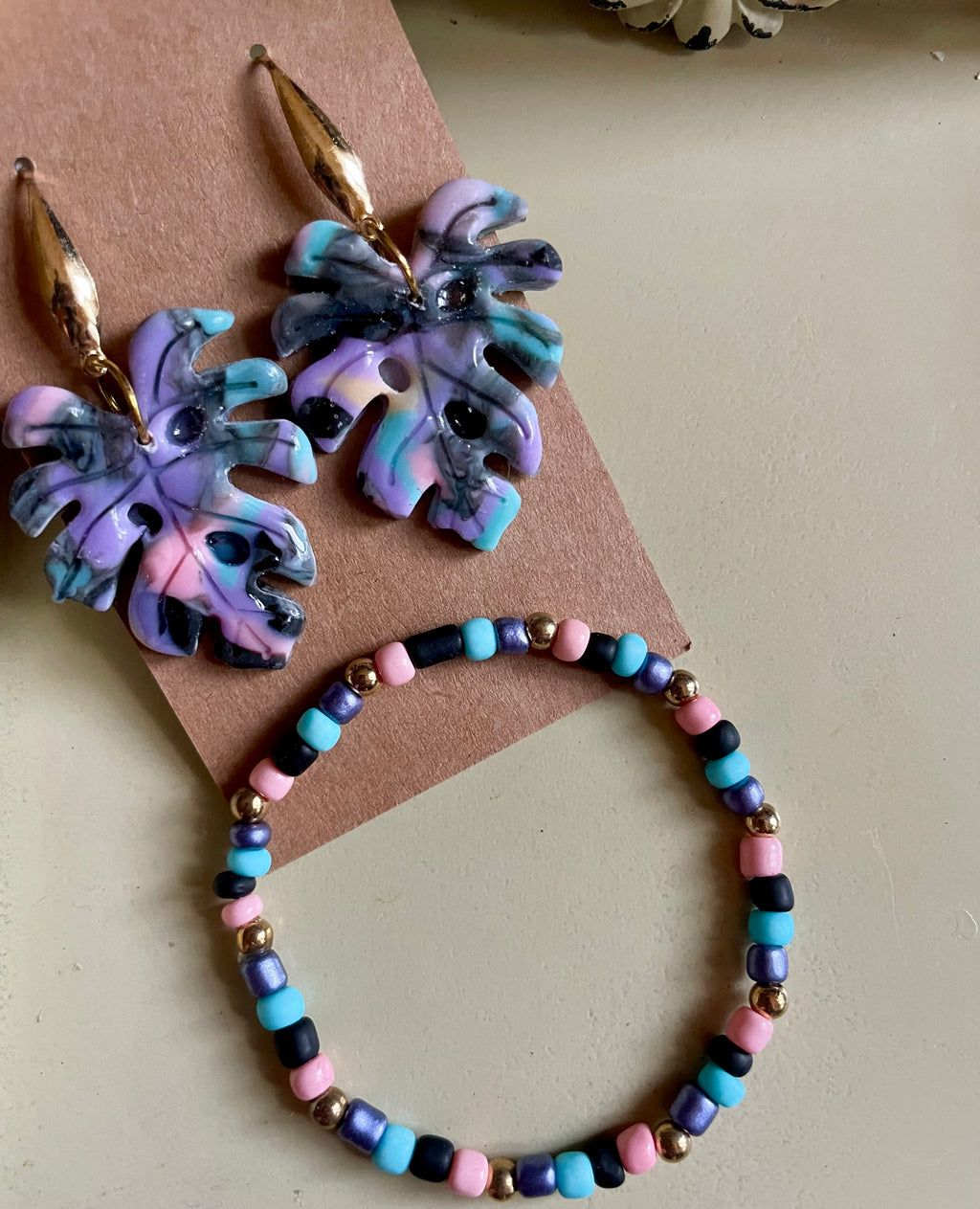 Galaxy Tropics Monstera Leaf Jewelry Set