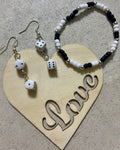 Handmade Dice Jewelry Set – Black & White Lucky Charm Collection