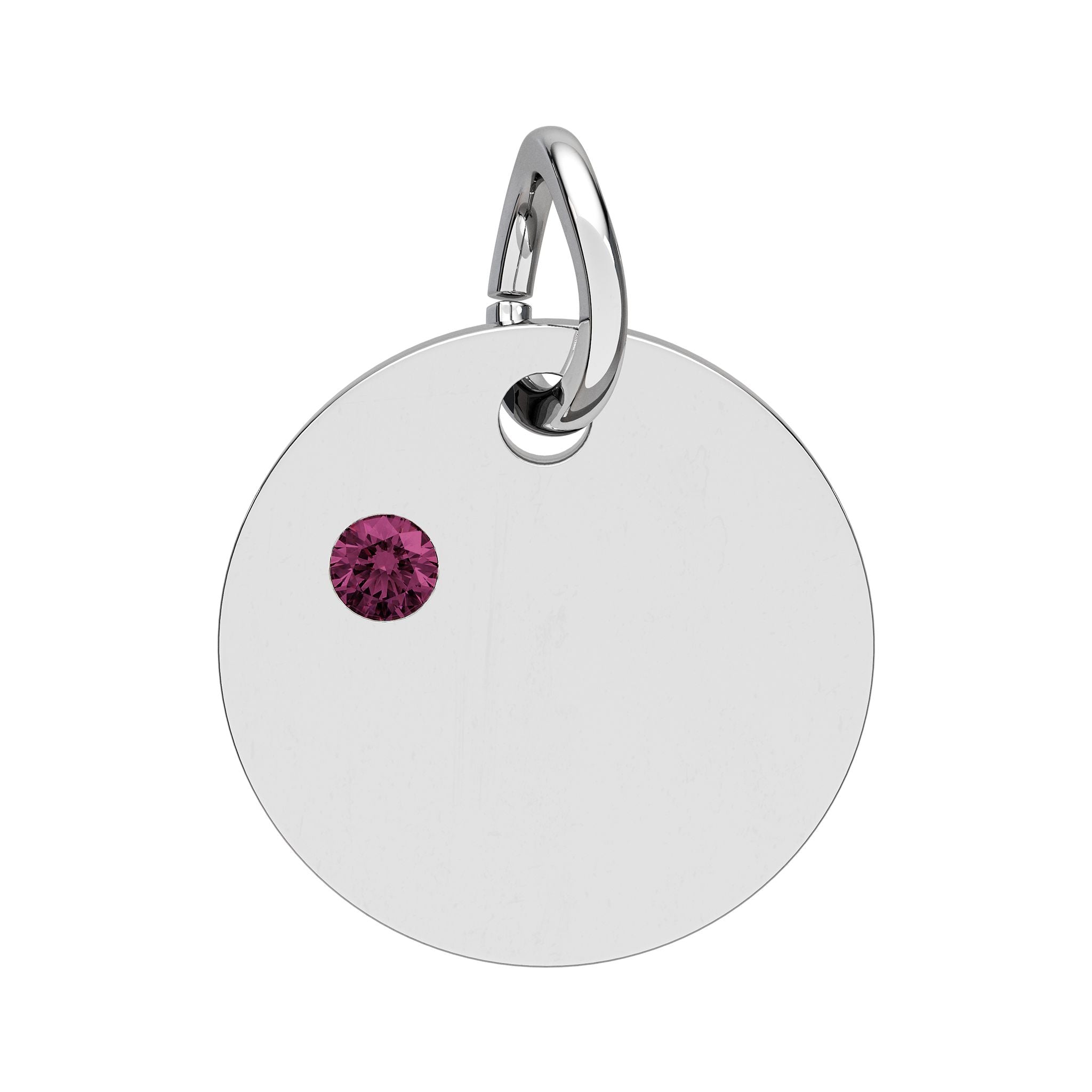 Engravable Birthstone Circle Charm — Personalized Initial & Birthstone Pendant