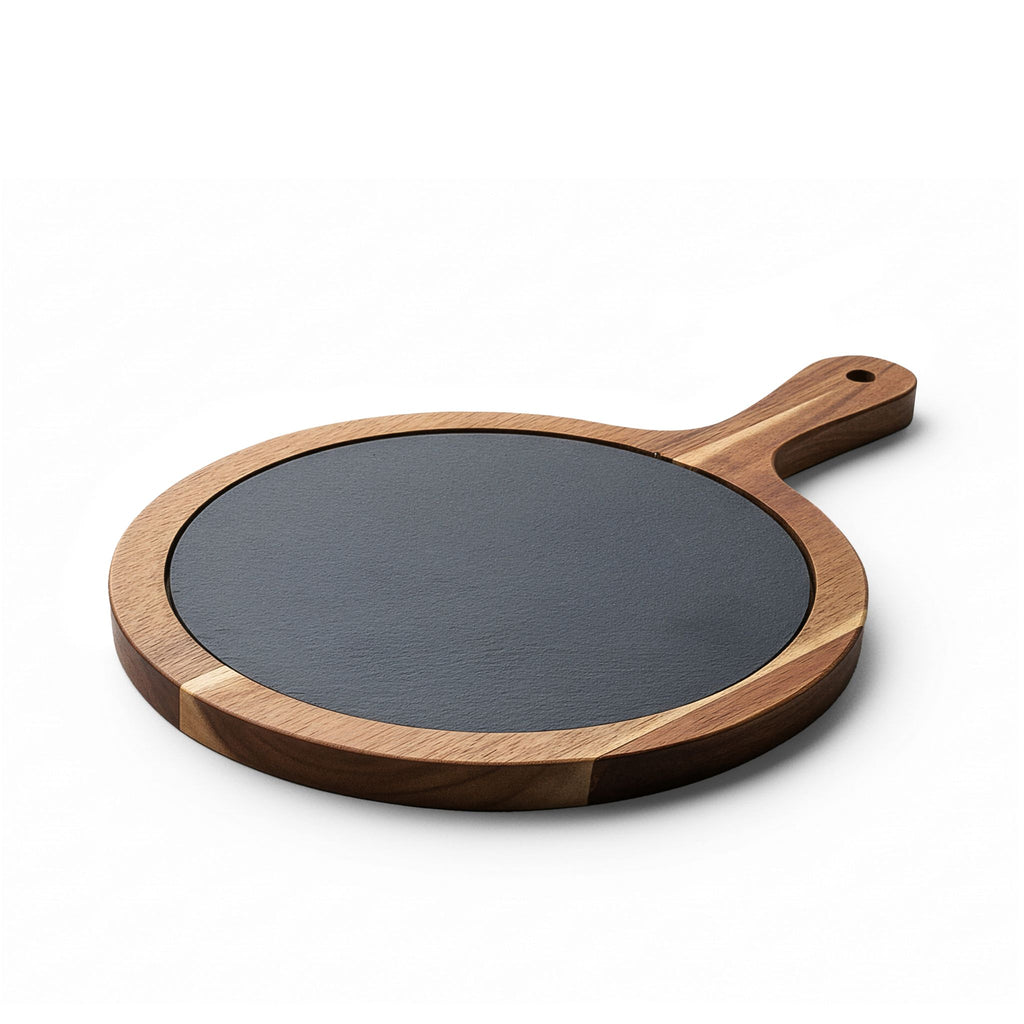 Engravable Acacia Charcuterie Board with Slate Insert & Cheese Tools- Personalized Charcuterie Boards