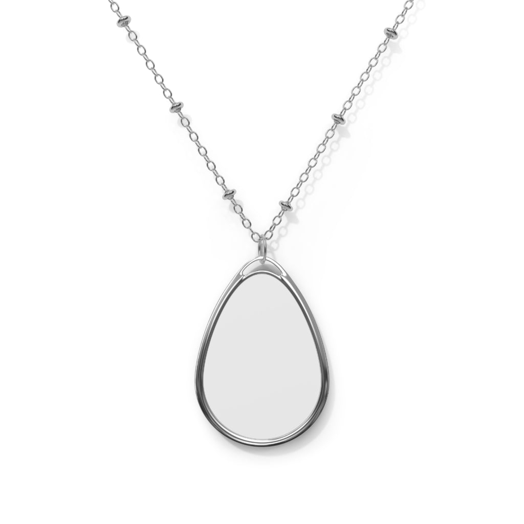 Sterling Oval Pendant Necklace — Minimal Engraveable Teardrop Locket