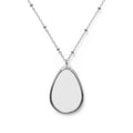 Sterling Oval Pendant Necklace — Minimal Engraveable Teardrop Locket