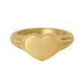 Gold Stainless Steel Heart Signet Ring — Engravable Personalized Heart Ring by Suzie with Sublime Designs