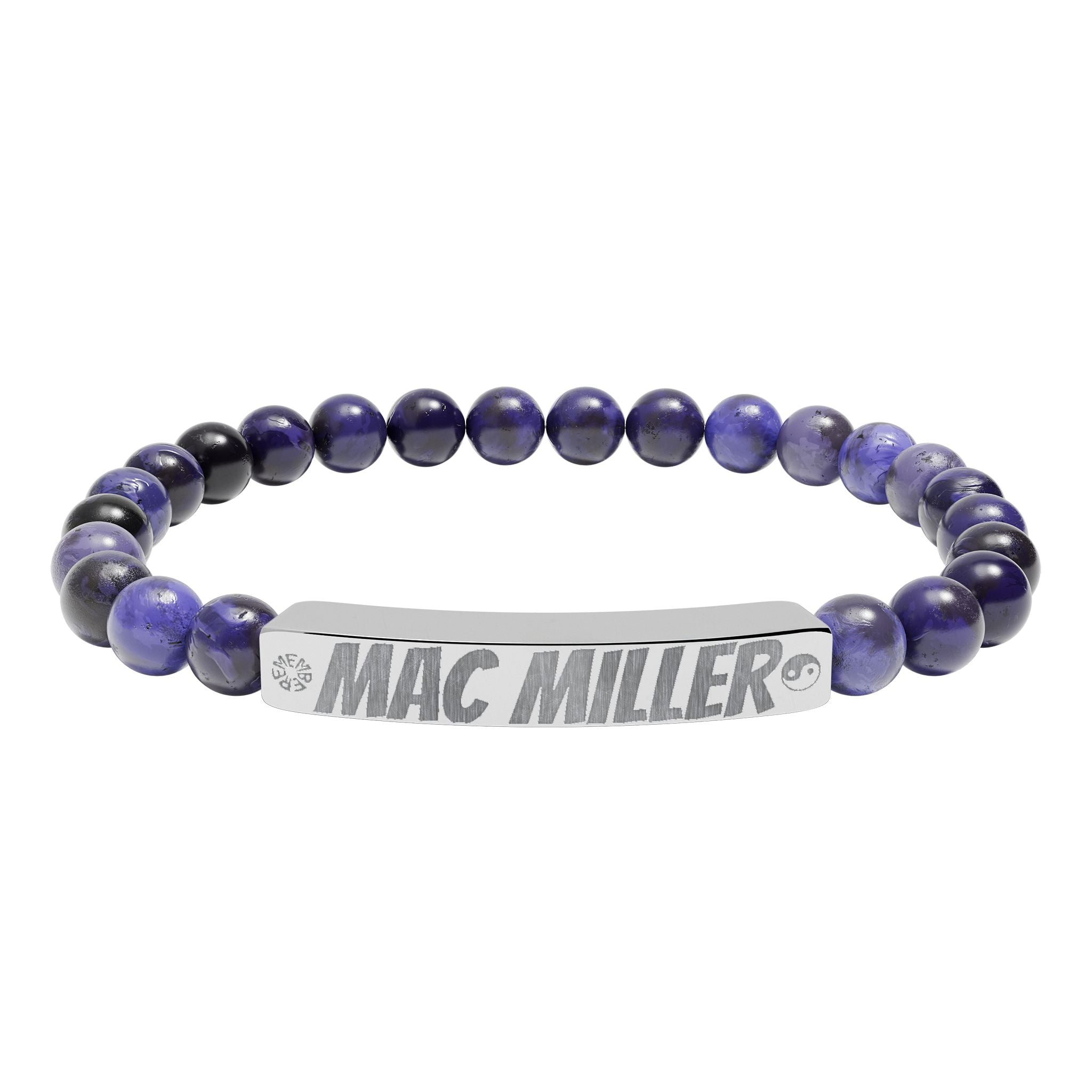 Mac Miller Inspired Engraved Natural Stone Bar Bracelet — Personalized Stretch Beaded Bracelet (e.g., "Mac Miller")- SublimeDesignsBySuzie
