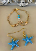 Gold Plated PVD Paperclip Waves Bracelet and Starfish Tides Jewelry Set by Sublime Designs by Suzie