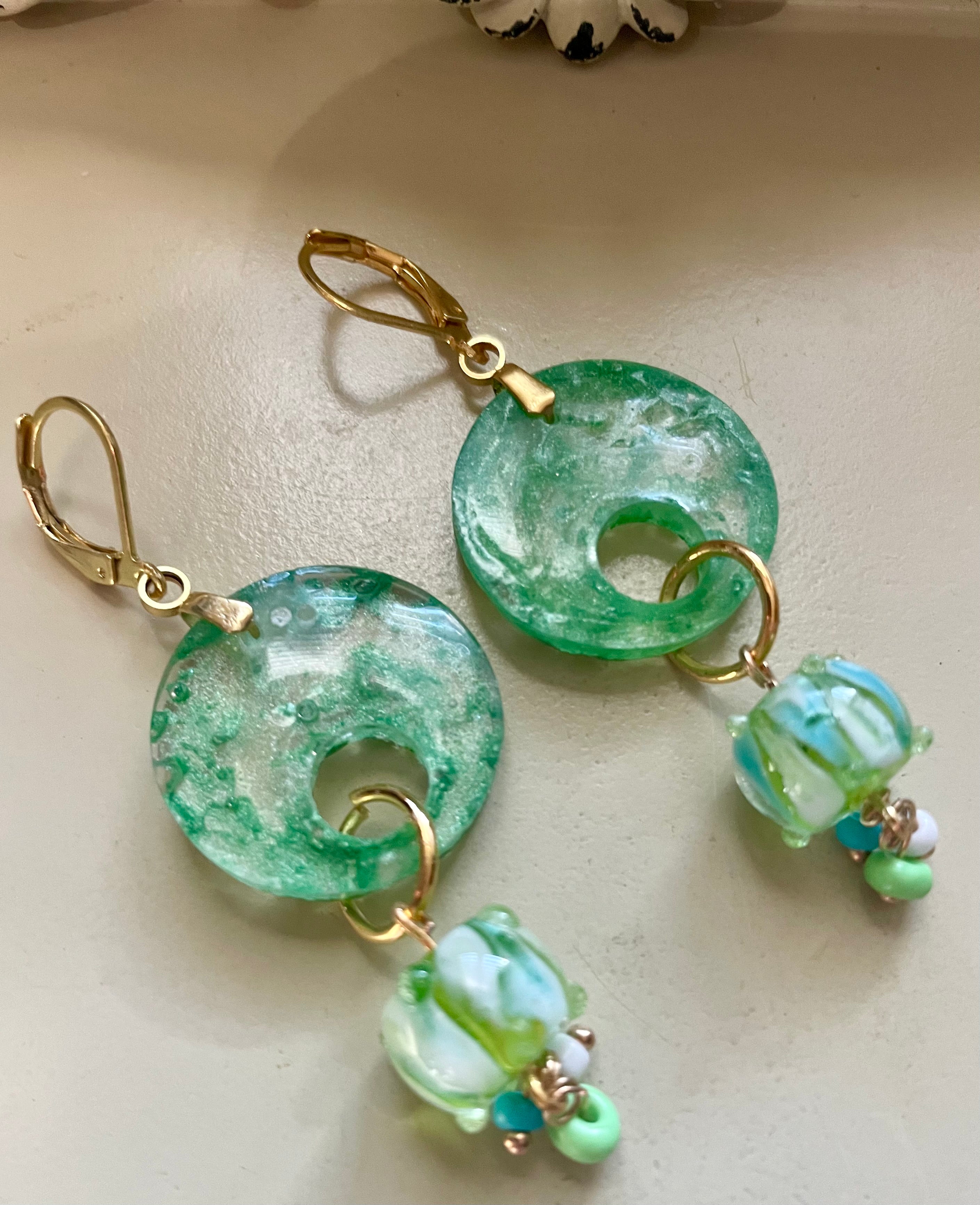 Mint Sea Glass Dreams Blown Glass Jewelry Set
