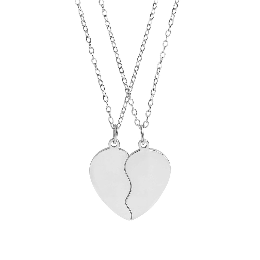 Engravable Break-Apart Heart Necklace Set — Best Friend / Couples Split Pendant by Suzie with Sublime Designs