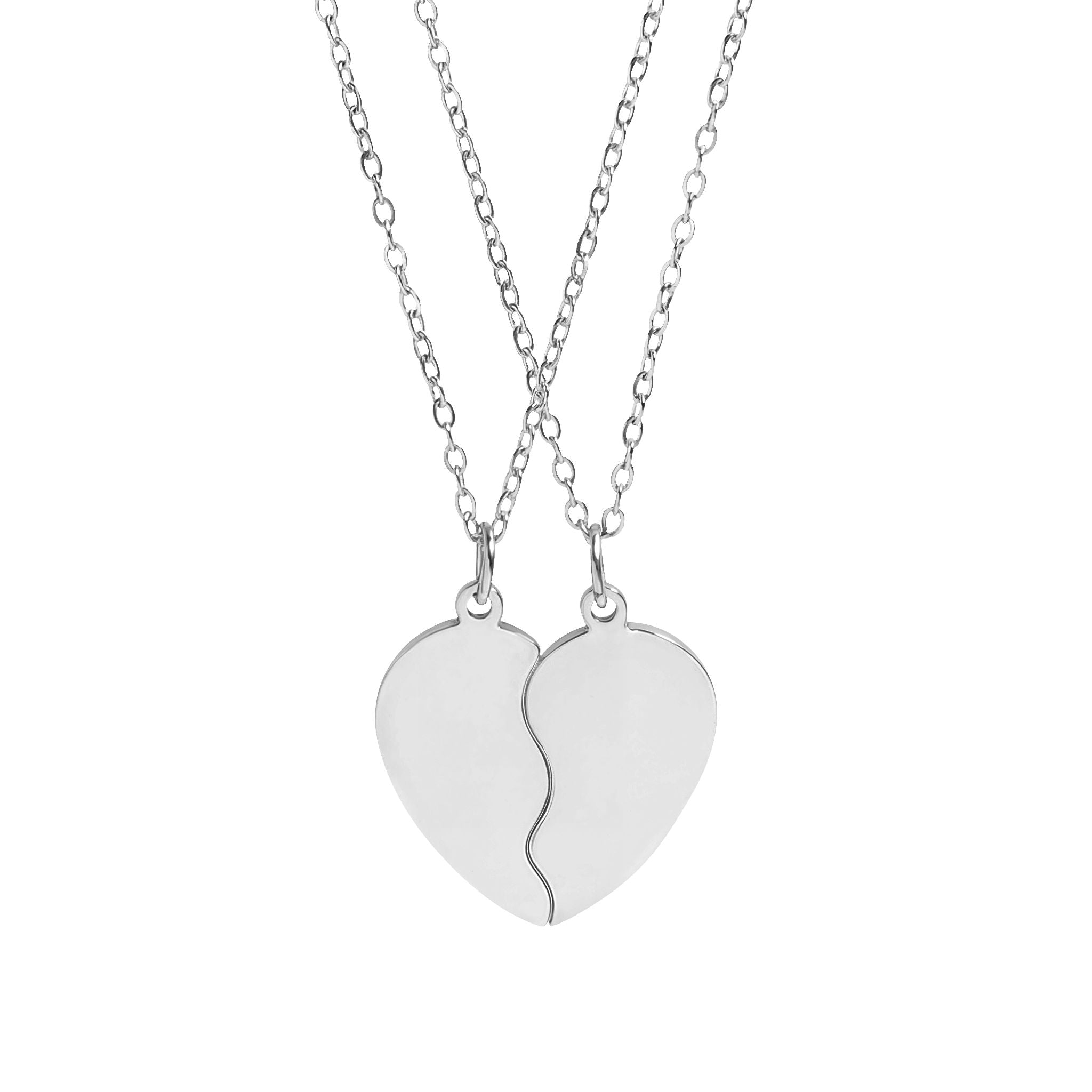 Engravable Break-Apart Heart Necklace Set — Best Friend / Couples Split Pendant by Suzie with Sublime Designs