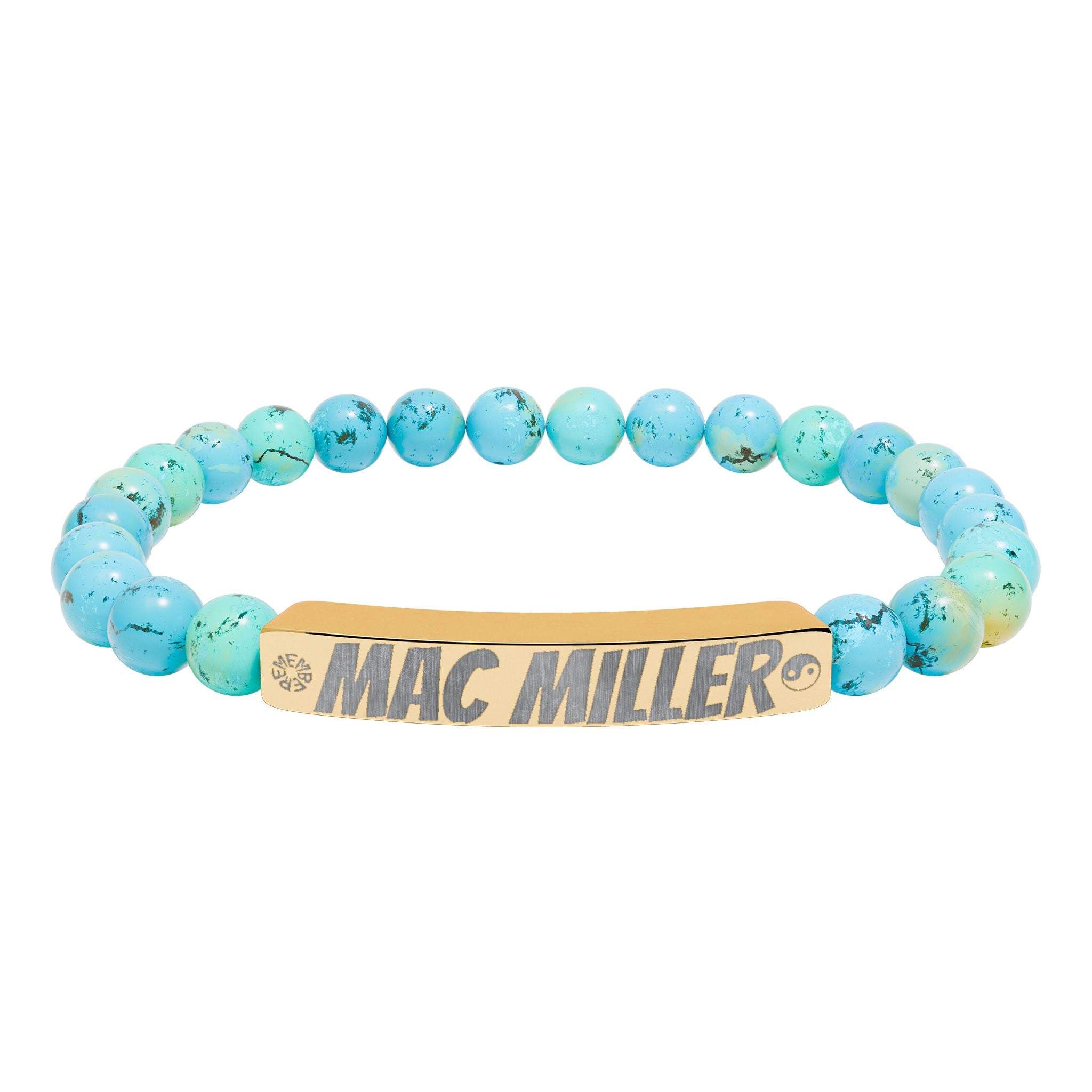 Mac Miller Inspired Engraved Natural Stone Bar Bracelet — Personalized Stretch Beaded Bracelet (e.g., "Mac Miller")- SublimeDesignsBySuzie