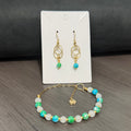 Amazonite & Moonstone Jewelry Set- Earrings & Bracelet in Silver or Gold