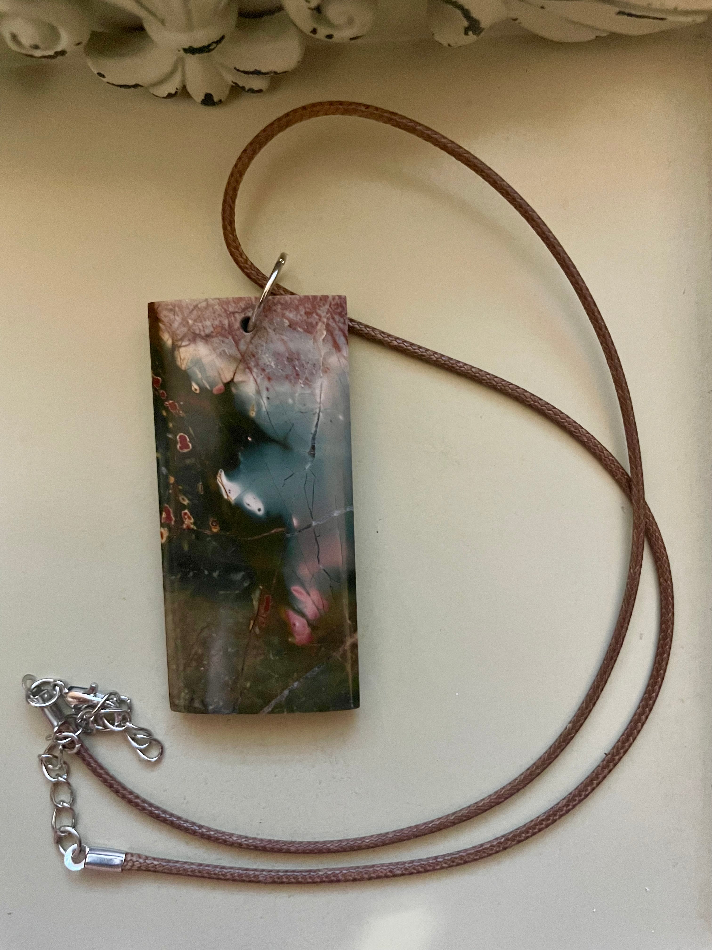 Black Moss Agate Pendant Necklace