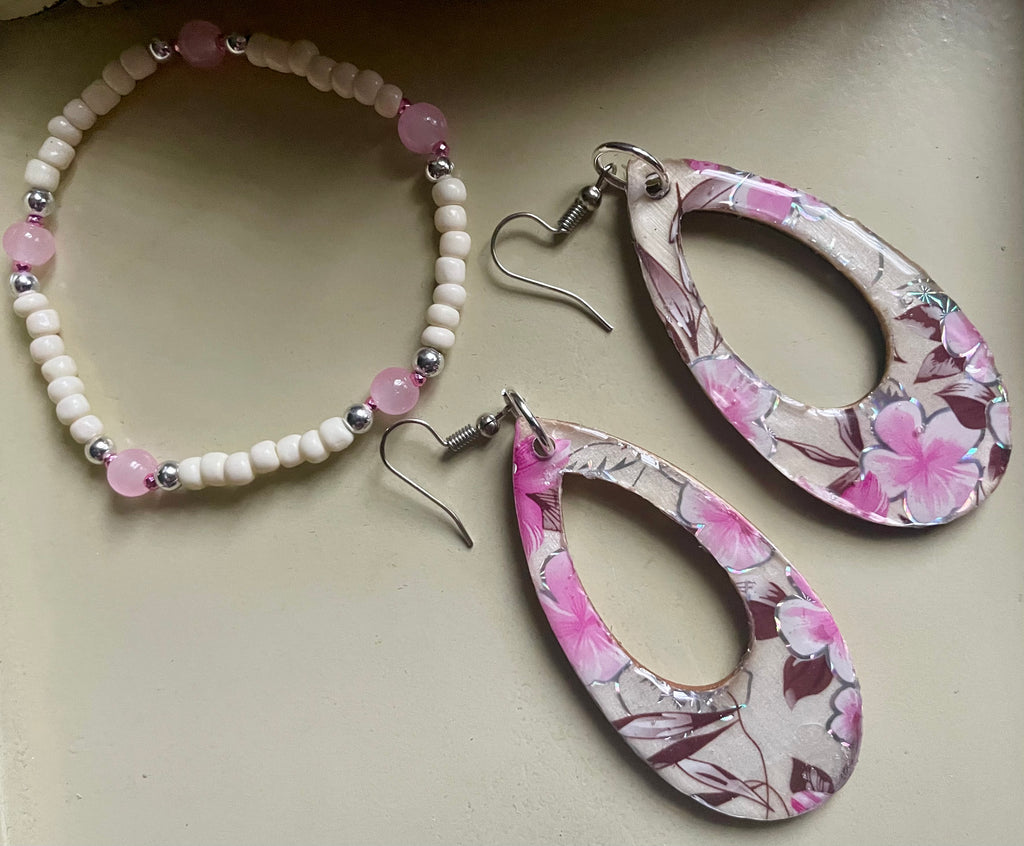 Blushing Hibiscus Pink Paradise Jewelry Set- Sublime Designs by Suzie