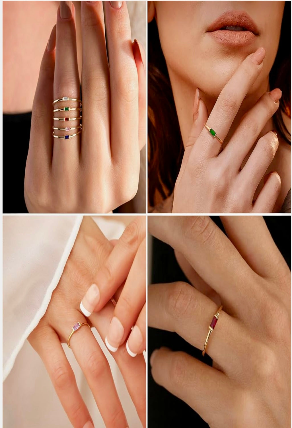 14K Gold Plated Birthstone Rings for Mom Sister Friends Granddaughter Grandmother Daughter