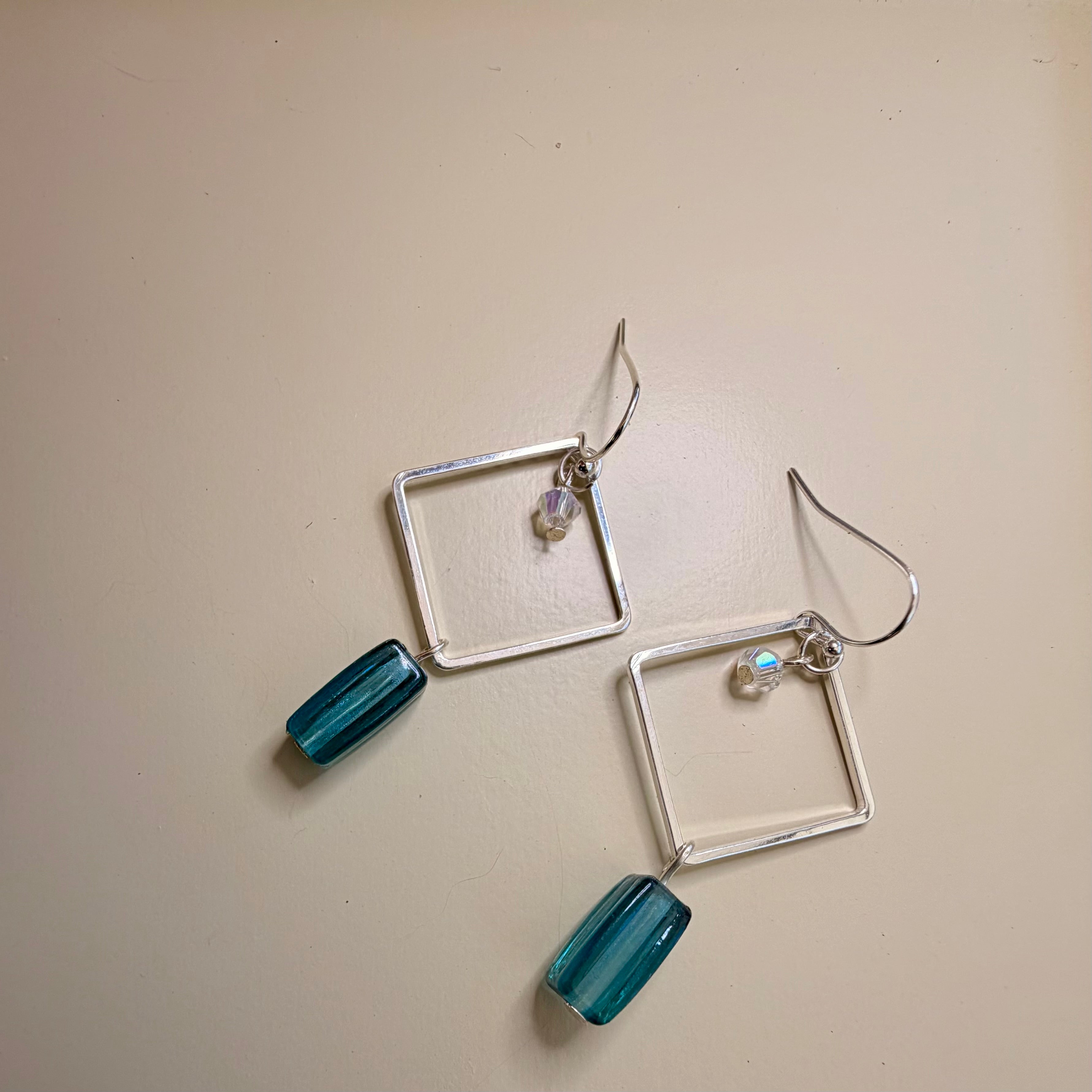 Ribbed Blue Glass Sea Crystal Jewelry Set by Suzie with Sublime Designs