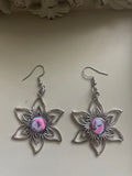 Pink Lotus Silver Earrings