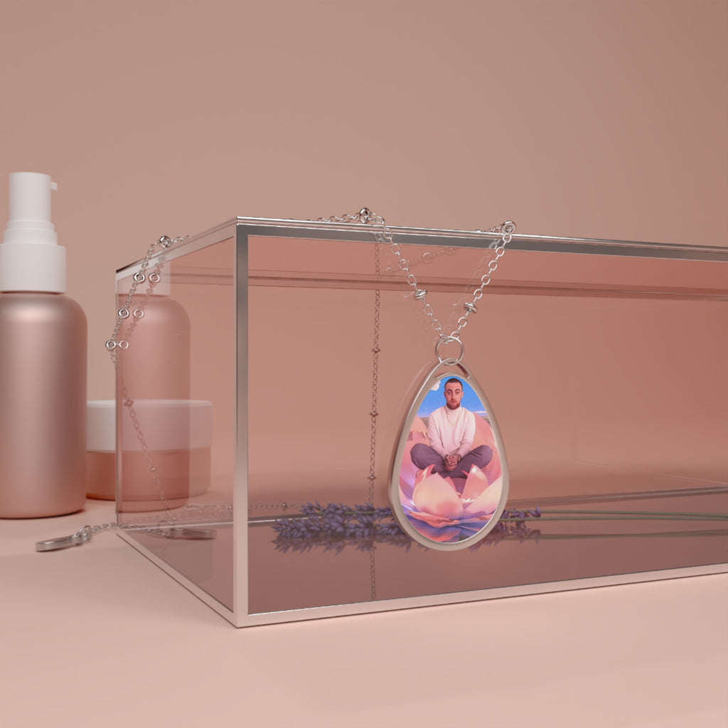 Oval Mac Miller Photo Necklace — Personalized Teardrop Pendant with Custom Image - Good News : Mac Miller