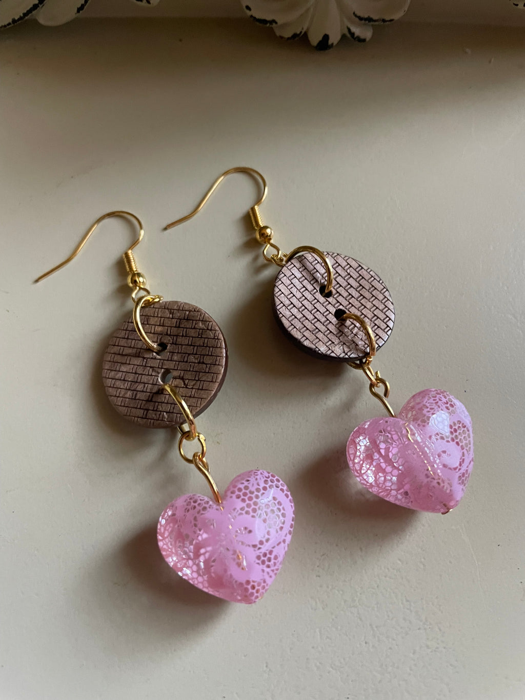 Vintage Button Heart Jewelry Set