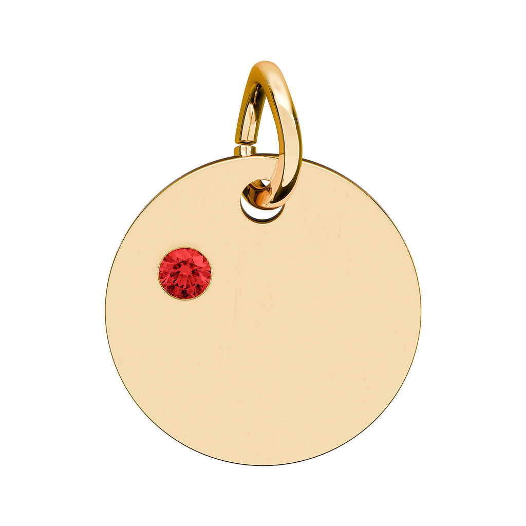 Engravable Birthstone Circle Charm — Personalized Initial & Birthstone Pendant