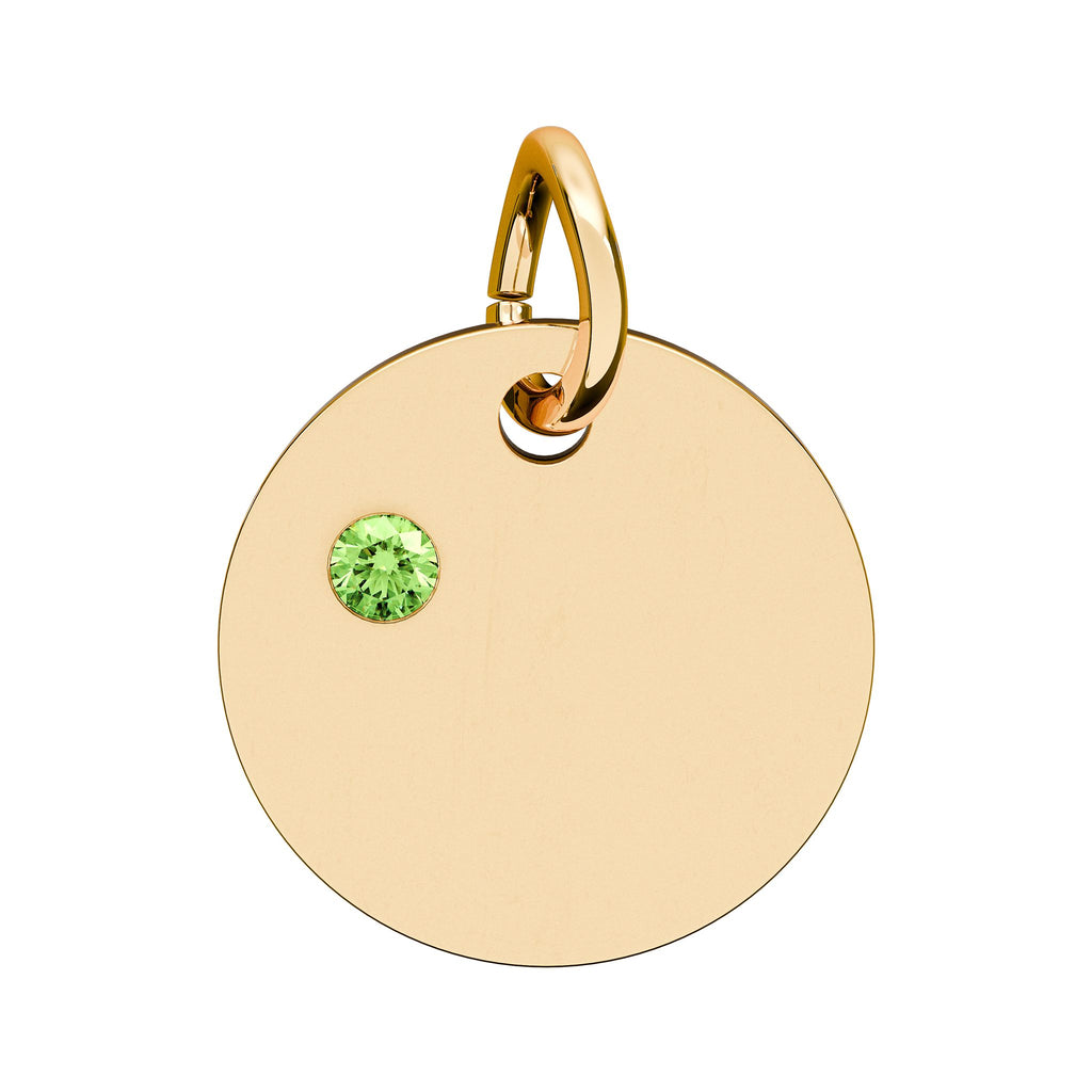Engravable Birthstone Circle Charm — Personalized Initial & Birthstone Pendant