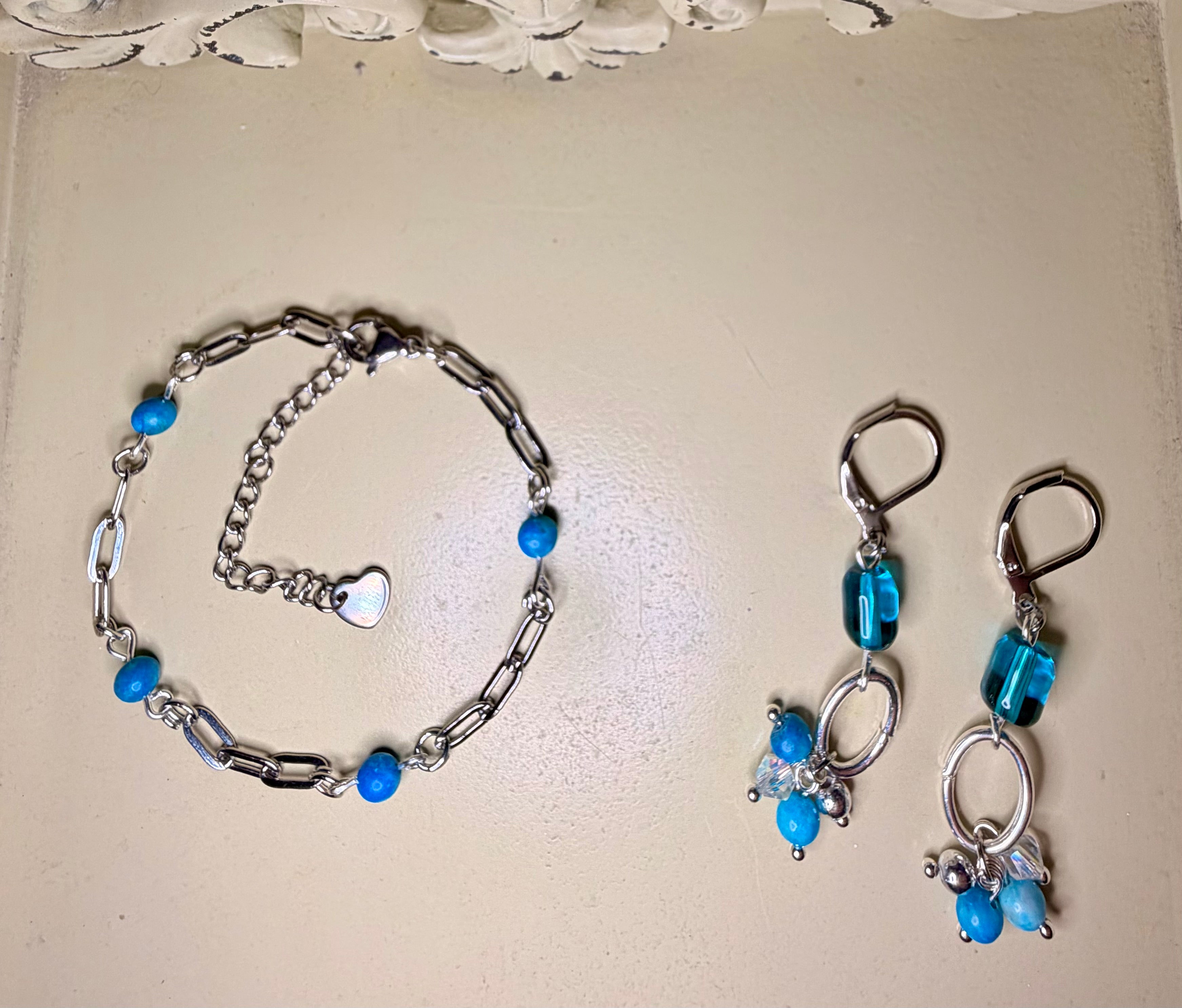 Aqua Lagoon Teal Blue Paperclip Bracelet by Suzie with Sublime Designs