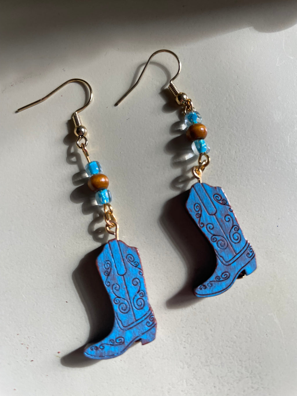 Cowboy Boots Earrings Jewelry Set- Blue or Pink