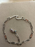 Pink Tourmaline Gemstone Paperclip Bracelet in Stainless Silver