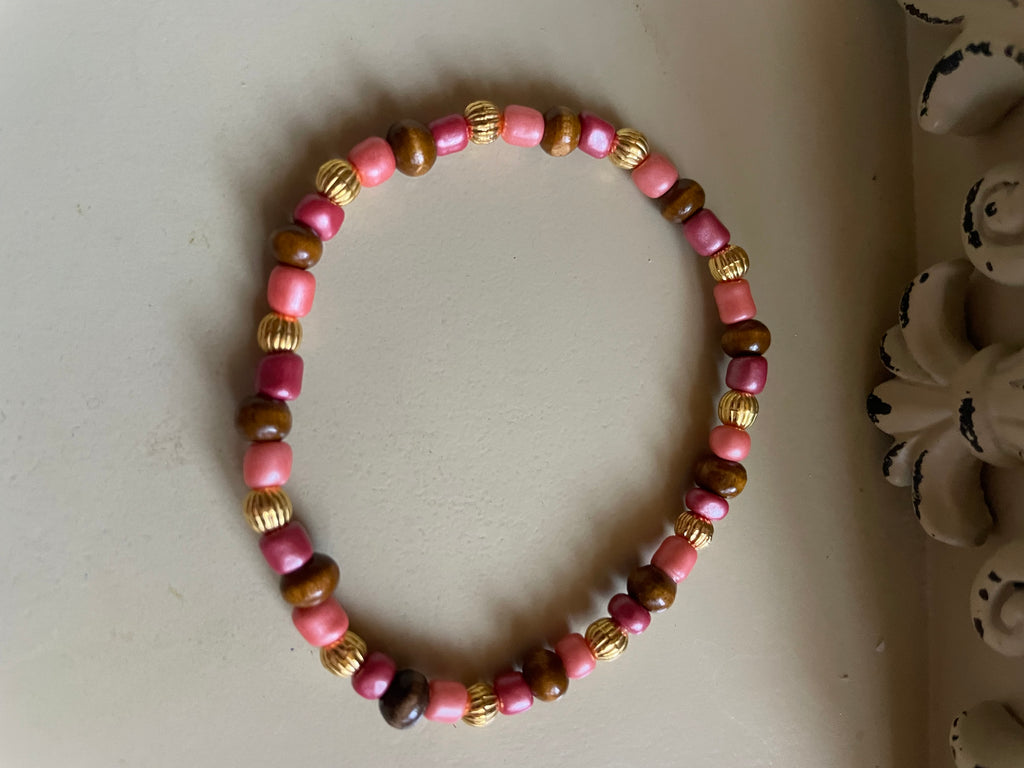 Gold/Raspberry Fern Maple Leaf Jewelry Set