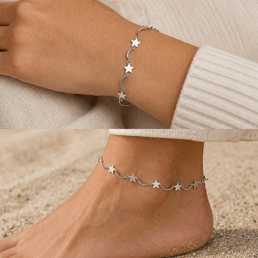 Moon & Star Celestial Branklet- Waterproof Interchangeable Jewelry Stainless