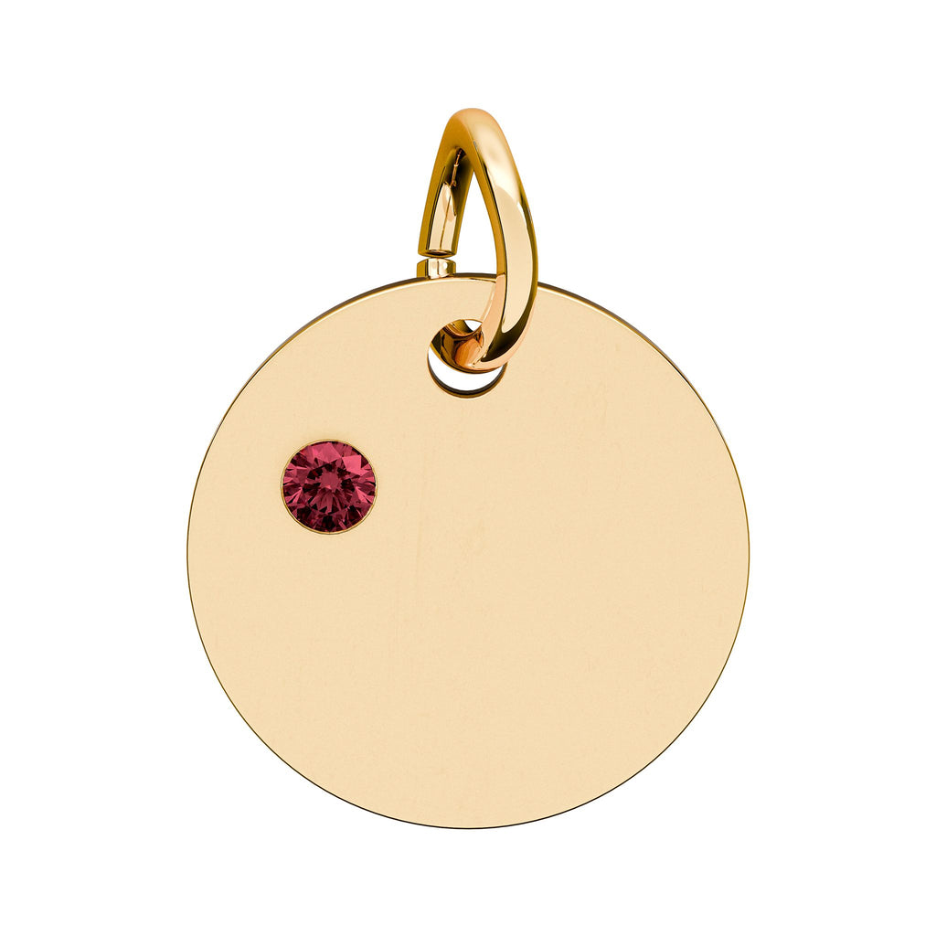 Engravable Birthstone Circle Charm — Personalized Initial & Birthstone Pendant