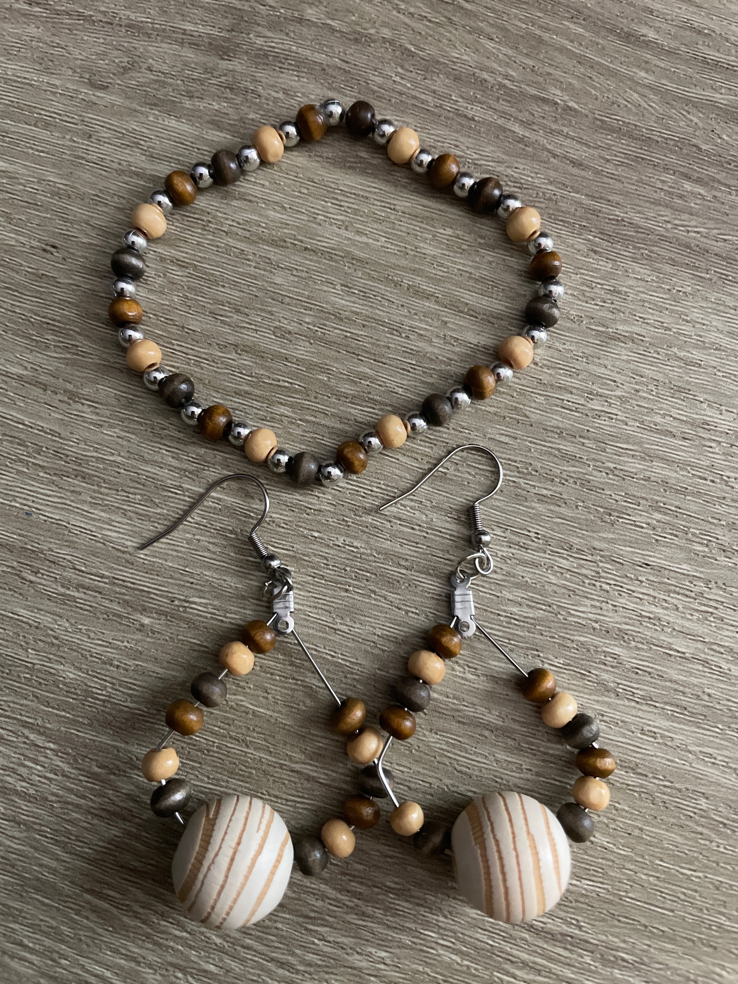 Brown Swirl Dangle Set