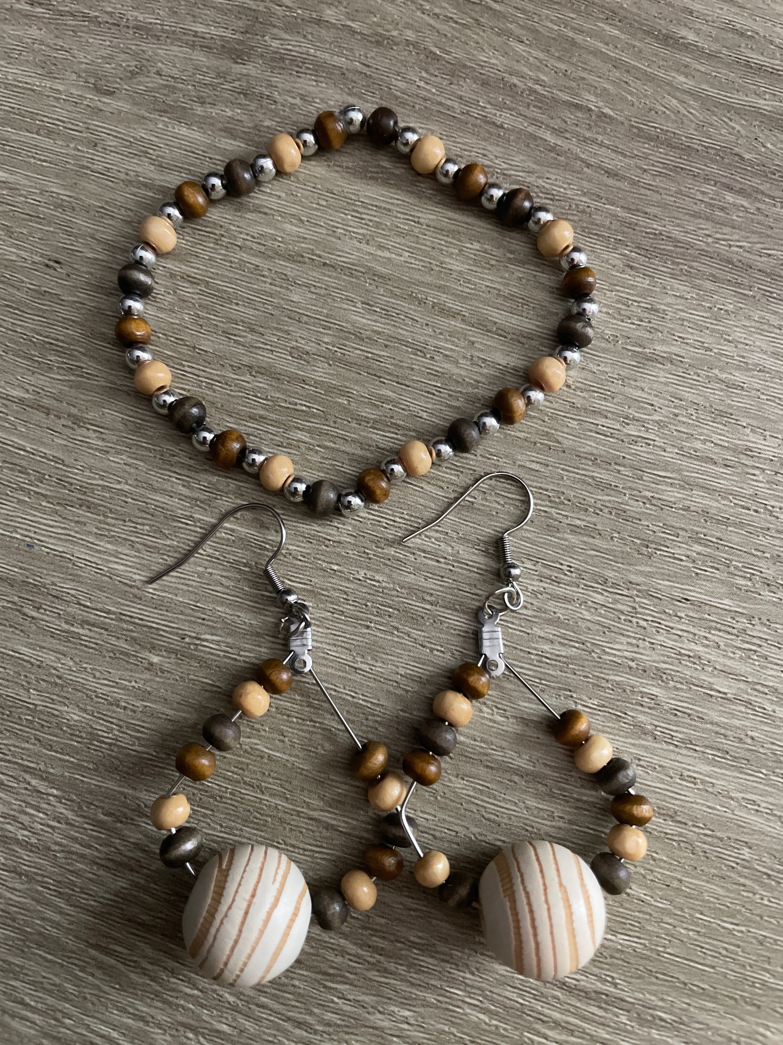 Brown Swirl Dangle Set