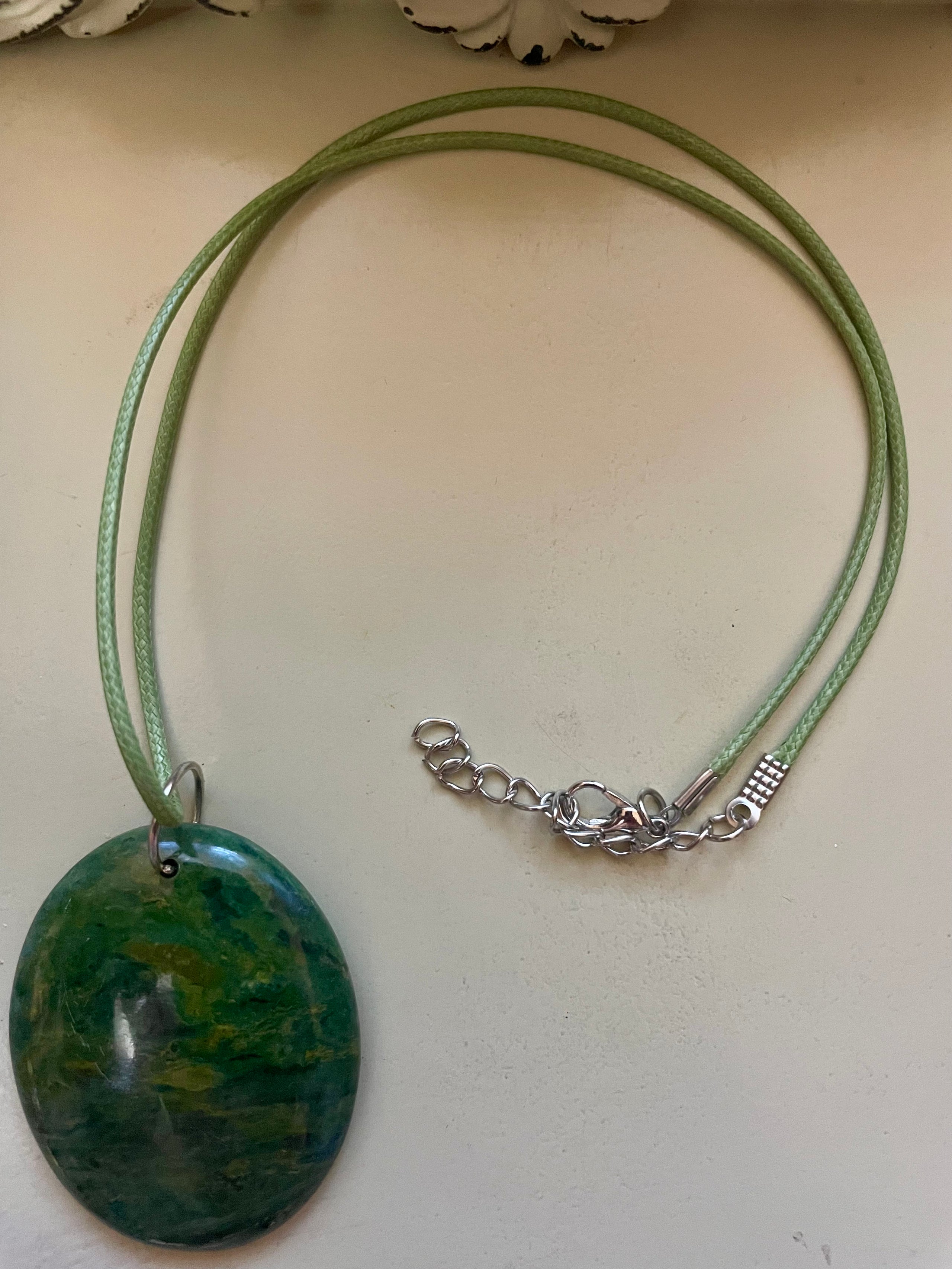 Lush Green Moss Agate PI Disc Pendant