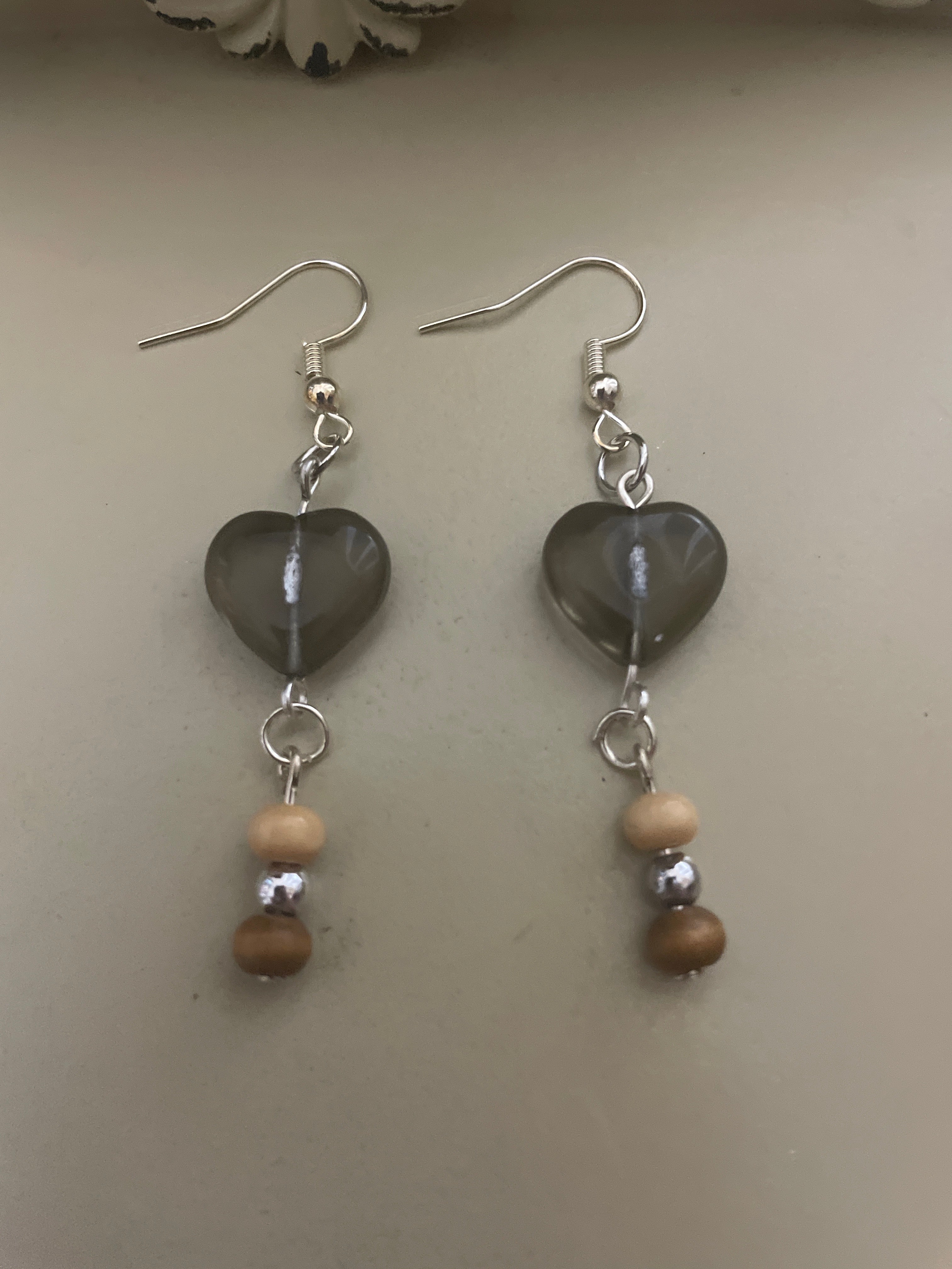 Smoky Quartz Heart Drop Set
