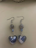 Midnight Blue Marble Heart Earrings