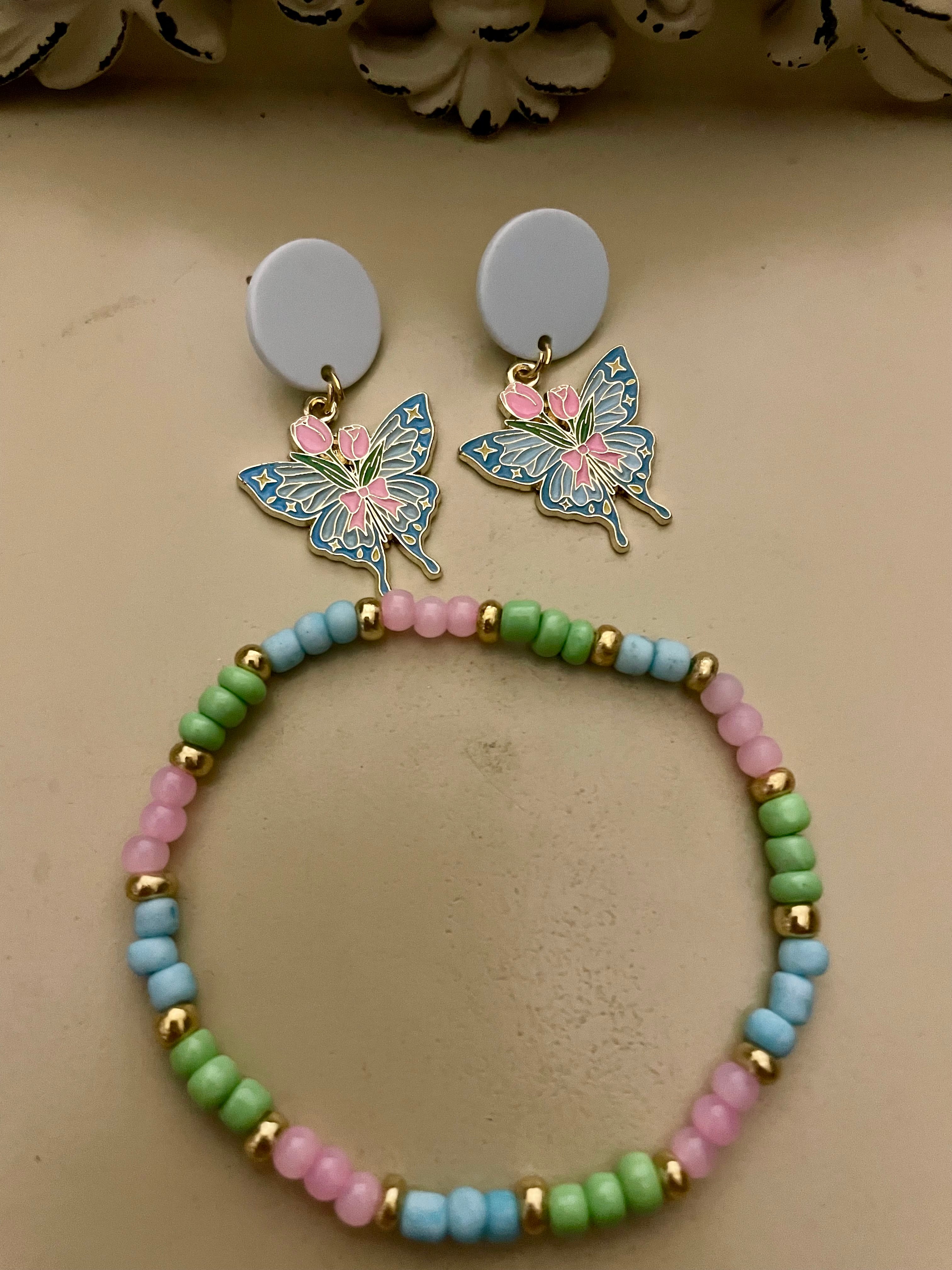 Pastel Garden Butterfly Pura Vida Jewelry Set